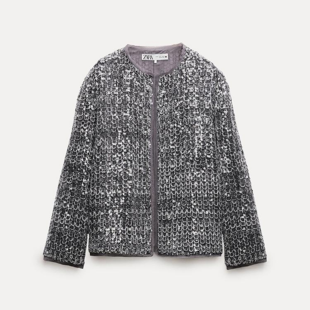 Zara ZW Limited Collection Textured Sequin Jacket - Picture 5 of 11
